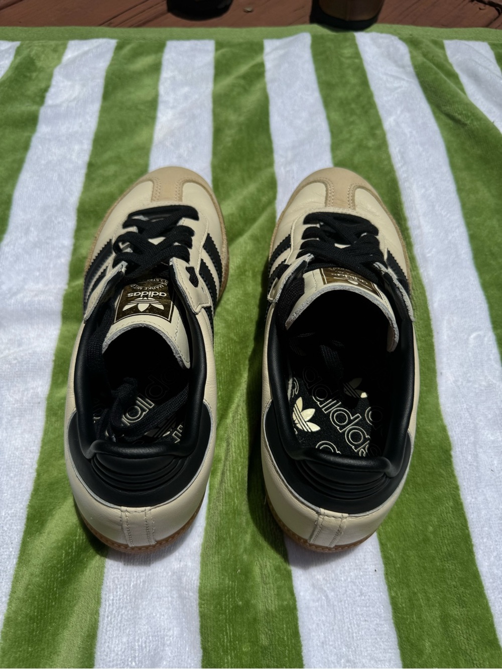 Adidas OG Samba 8 Sneakers in Cream White & Core Black Sand Strata Gum Sole - Picture 10 of 11